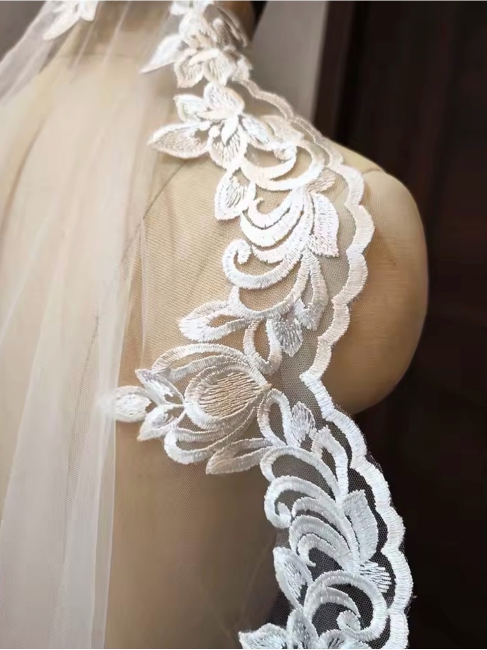 Cathedral Length Mantilla Wedding Veil with Sequins - NWOT